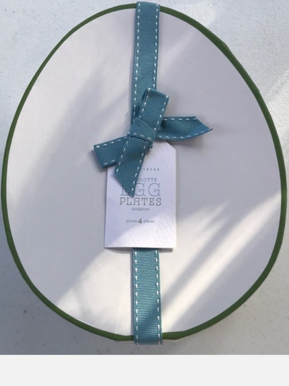 Pottery Barn Egg Shaped Plates, Set Of 4, In Egg Shaped Box - Picture 3 of 4